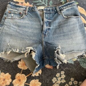 Abercrombie & Fitch Blue Jean Shorts Distressed Cut-Off